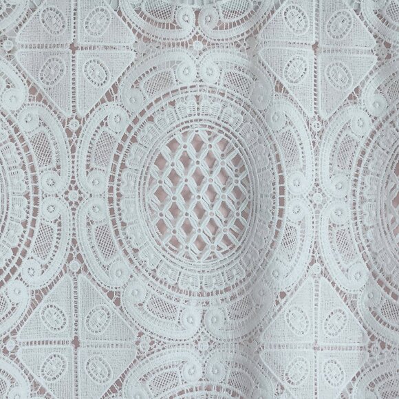 ModCloth Blue Tassel White Lace Short Sleeve Top Size S Like New - Picture 3 of 11